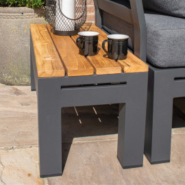 Oslo Rectangular Teak Top Side Table / Charcoal Oslo Rectangular Teak Top Side Table / Charcoal