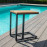 Oslo U Shaped Teak Top Side Table / Charcoal