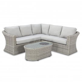 Oxford Small Corner Sofa Set with Fire Pit Coffee Table