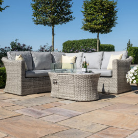 Oxford Small Corner Sofa Set with Fire Pit Coffee Table