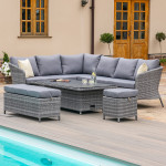 Santorini Rectangular Corner Dining Set with Rising Table Santorini Rectangular Corner Dining Set with Rising Table