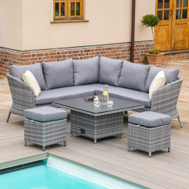 Santorini Square Corner Dining Set with Rising Table Santorini Square Corner Dining Set with Rising Table