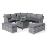 Santorini Deluxe Corner Dining Set with Fire Pit Table Santorini Deluxe Corner Dining Set with Fire Pit Table