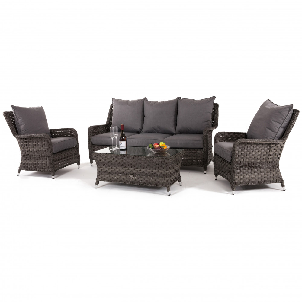 Victoria 3 Seat High Back Sofa Set / Grey Victoria 3 Seat High Back Sofa Set / Grey