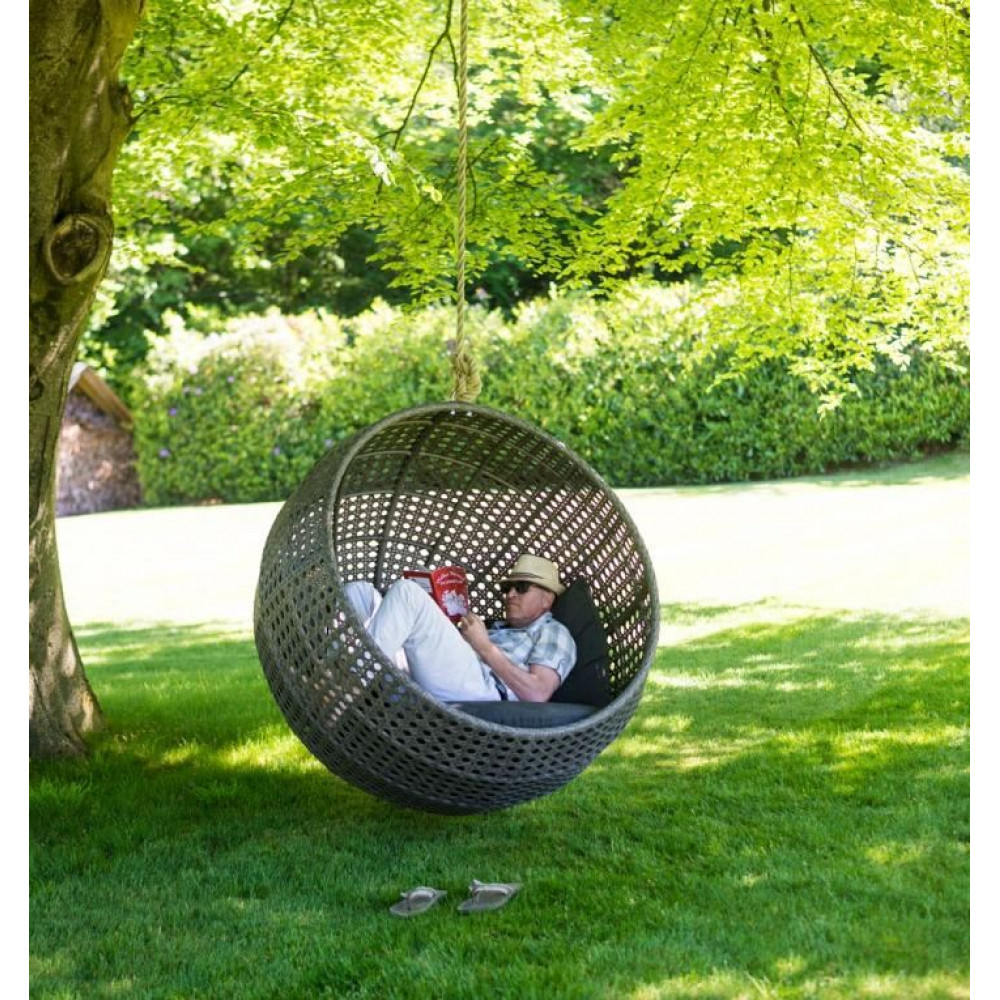 Patiorama Indoor Outdoor Egg Swing Chair with Stand, Oversized  Cocoon-Shaped Rope Woven Hanging Chair W/Cushion, Safety Strap, Patio  Wicker Foldable