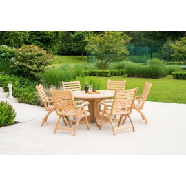 Alexander Rose Roble Round 6 Seat Folding Chair Set