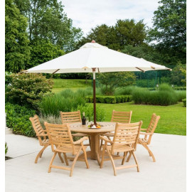 Alexander Rose Roble Round 6 Seat Folding Chair Set