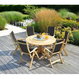 Alexander Rose Roble Round 6 Seat Sling Recliner Set