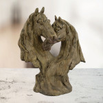 Double Horse Head Carved Wood Effect