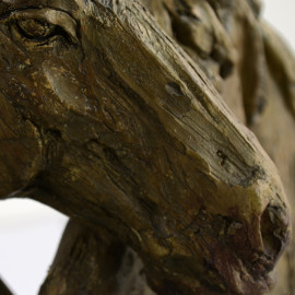 Double Horse Head Carved Wood Effect