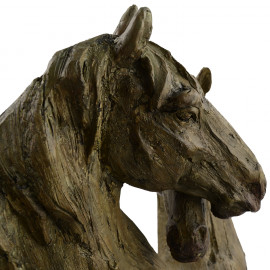 Double Horse Head Carved Wood Effect