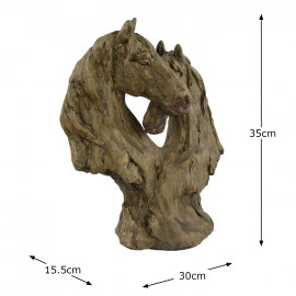 Double Horse Head Carved Wood Effect