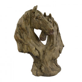 Double Horse Head Carved Wood Effect