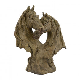 Double Horse Head Carved Wood Effect