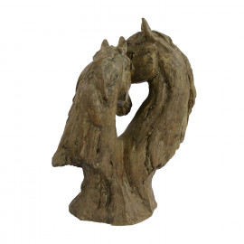 Double Horse Head Carved Wood Effect