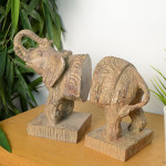 Elephant Bookends Carved Wood Effect