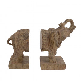 Elephant Bookends Carved Wood Effect