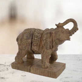 Elephant Bookends Carved Wood Effect