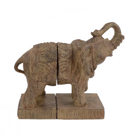 Elephant Bookends Carved Wood Effect