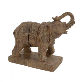 Elephant Bookends Carved Wood Effect