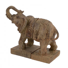 Elephant Bookends Carved Wood Effect