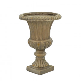 Fluted Urn Medium 49cm Weathered Dark Stone Effect
