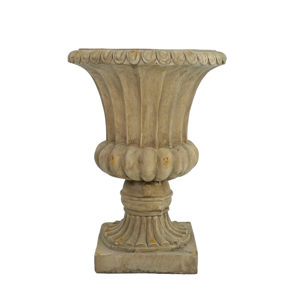 Fluted Urn Tall 71cm Weathered Dark Stone Effect Fluted Urn Tall 71cm Weathered Dark Stone Effect