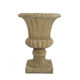 Fluted Urn Tall 71cm Weathered Dark Stone Effect