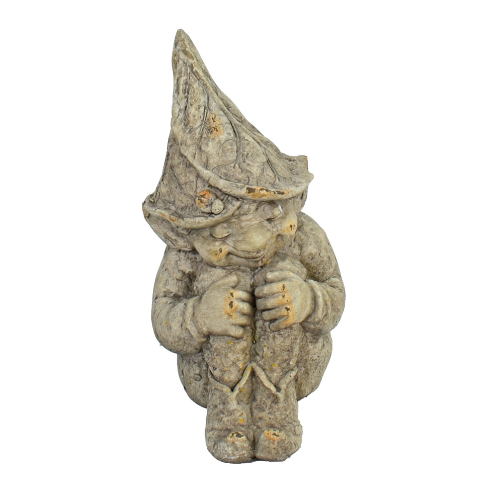 Gnome Sitting 36cm Weathered Dark Stone Effect Gnome Sitting 36cm Weathered Dark Stone Effect