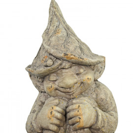 Gnome Sitting 36cm Weathered Dark Stone Effect Gnome Sitting 36cm Weathered Dark Stone Effect