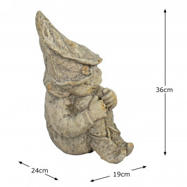 Gnome Sitting 36cm Weathered Dark Stone Effect Gnome Sitting 36cm Weathered Dark Stone Effect