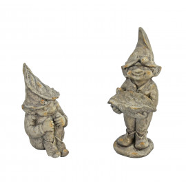 Gnome Sitting 36cm Weathered Dark Stone Effect Gnome Sitting 36cm Weathered Dark Stone Effect