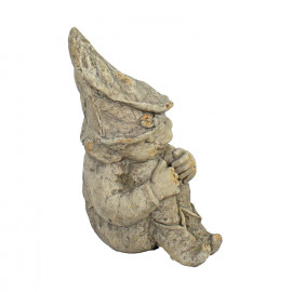 Gnome Sitting 36cm Weathered Dark Stone Effect Gnome Sitting 36cm Weathered Dark Stone Effect