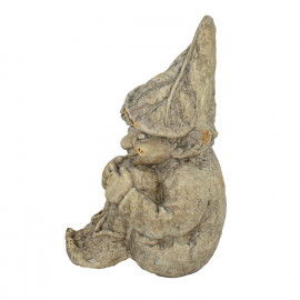 Gnome Sitting 36cm Weathered Dark Stone Effect Gnome Sitting 36cm Weathered Dark Stone Effect