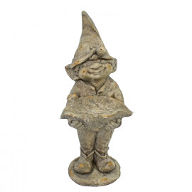 Gnome Standing 50cm Weathered Dark Stone Effect