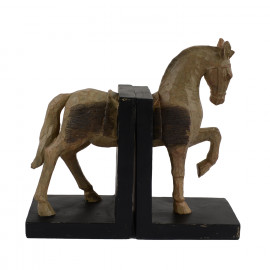 Horse Bookends Carved Wood Effect Horse Bookends Carved Wood Effect