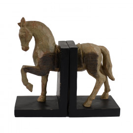 Horse Bookends Carved Wood Effect Horse Bookends Carved Wood Effect