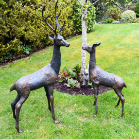 Large Deer pair – dark verdigris