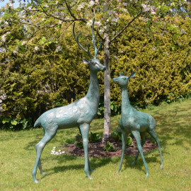 Large Deer pair – gold verdigris