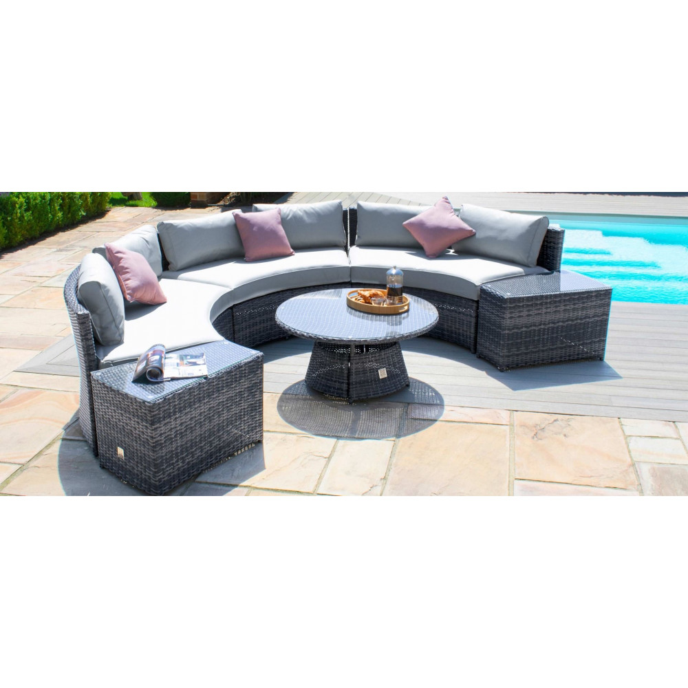 Maze Rattan Garden Furniture Brown Half Moon Sofa Set Wicker Half