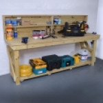 Wooden Work Bench With Back Panel - Pressure Treated Wooden Work Bench With Back Panel - Pressure Treated