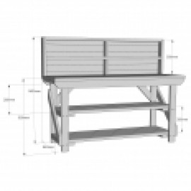 Wooden Work Bench With Back Panel - Pressure Treated Wooden Work Bench With Back Panel - Pressure Treated
