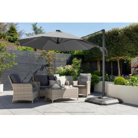 Norfolk Leisure 3m Round LED Cantilever Parasol & Base