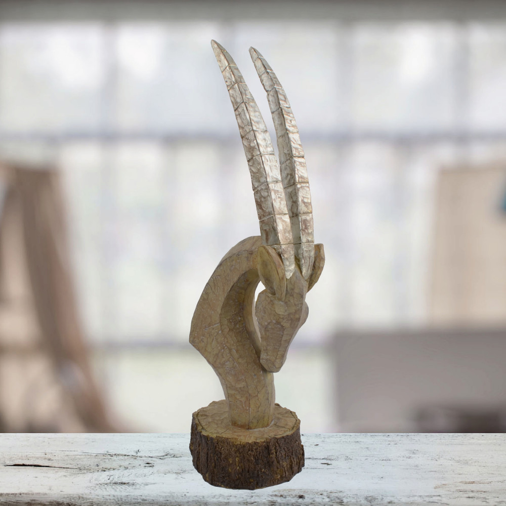 Oryx Head Carved Wood Effect Oryx Head Carved Wood Effect