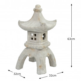 Pagoda Lantern Large 63cm Weathered Light Stone Effect