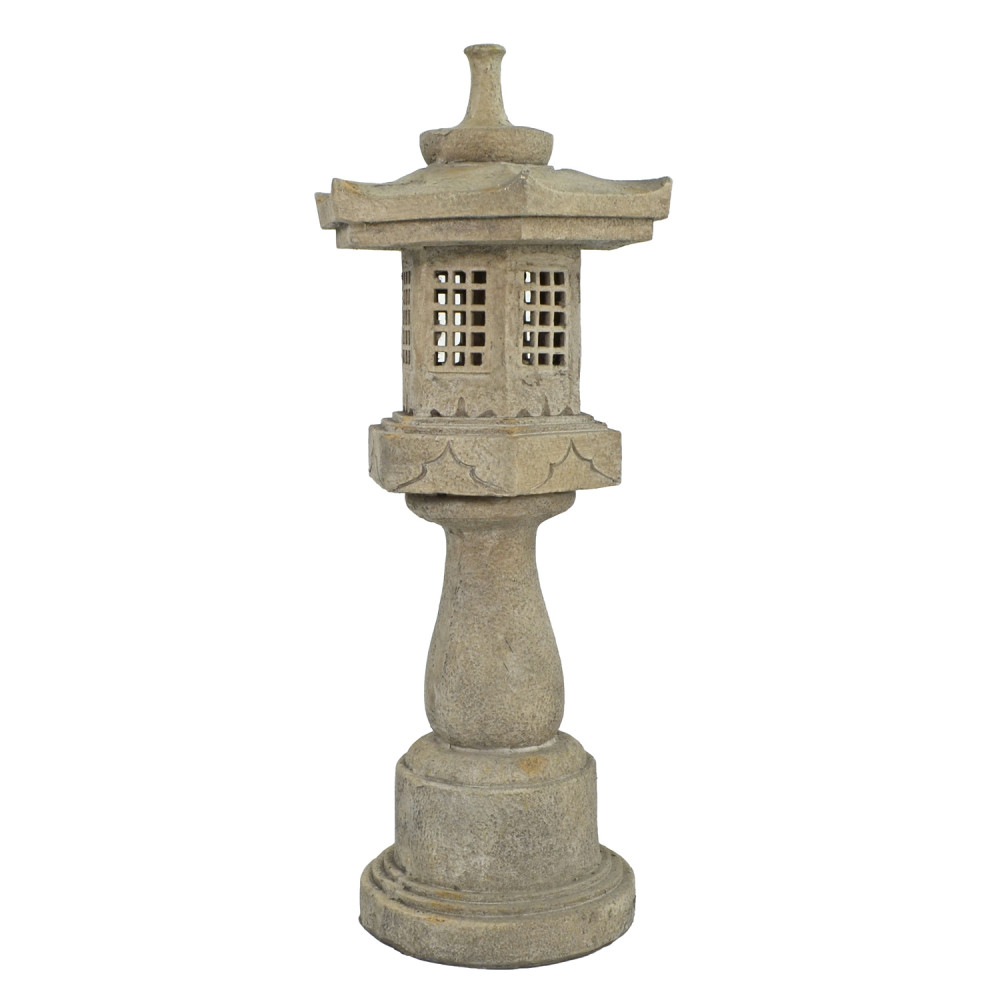 Pagoda On Pedestal 96cm Weathered Dark Stone Effect Pagoda On Pedestal 96cm Weathered Dark Stone Effect