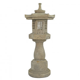 Pagoda On Pedestal 96cm Weathered Dark Stone Effect Pagoda On Pedestal 96cm Weathered Dark Stone Effect