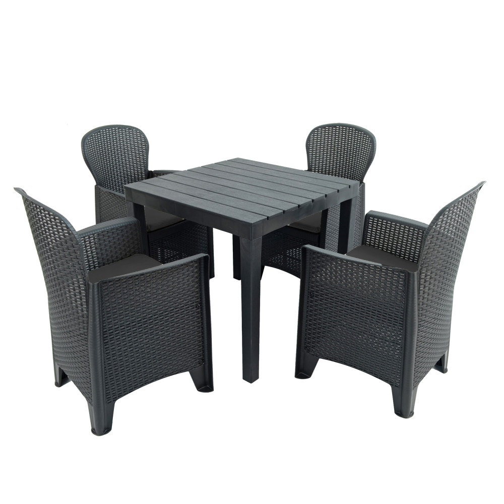 Roma Square Table with Sicily Chair in Anthracite