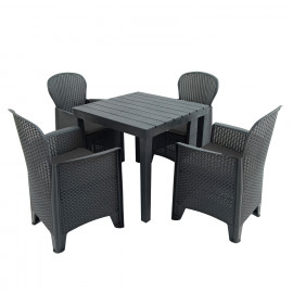 Roma Square Table with Sicily Chair in Anthracite