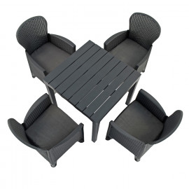 Roma Square Table with Sicily Chair in Anthracite